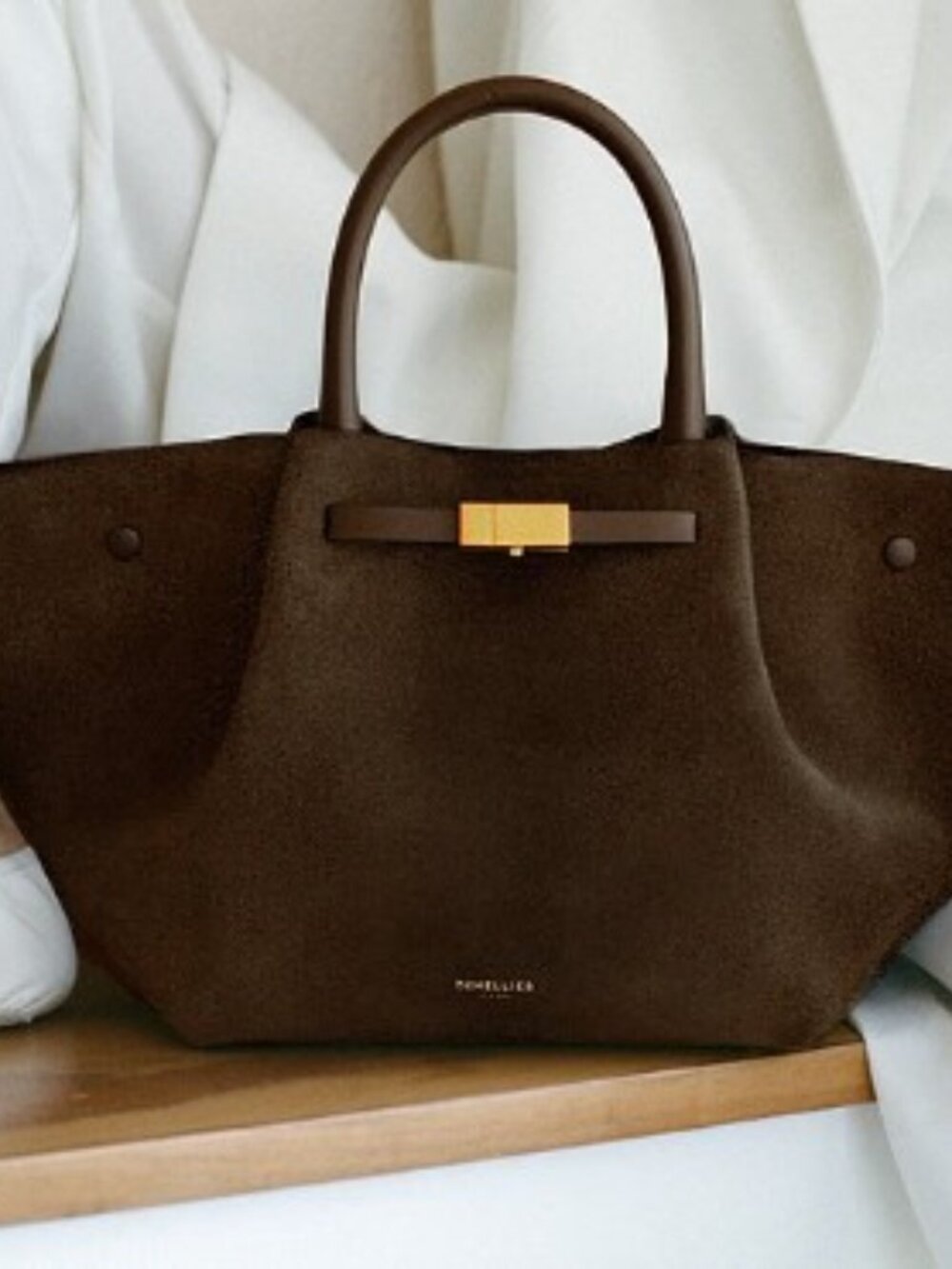 *BEST PRICE ONLINE* Demellier Midi Mocha Suede Purse NWOT with Bonus organizer!